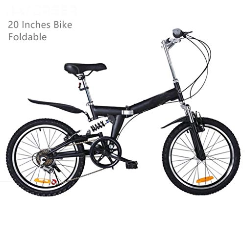 Folding Bike : PHY Folding Bike-Lightweight Steel Frame for Children Men And Women Fold Bike20-Inch Bike, Black