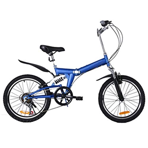 Folding Bike : PHY Folding Bike-Lightweight Steel Frame for Children Men And Women Fold Bike20-Inch Bike, Blue