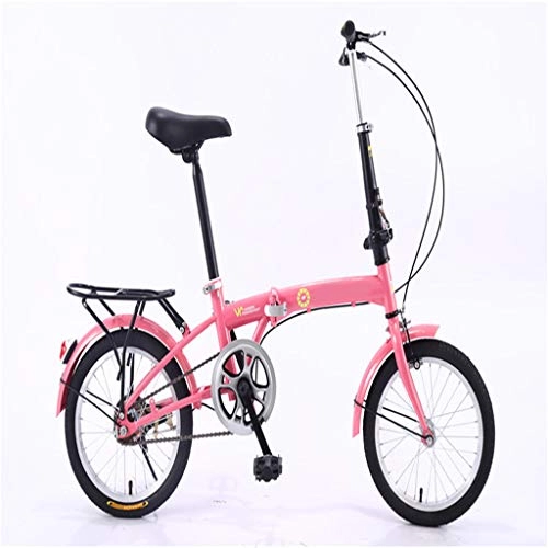 Folding Bike : PHY Ultralight Portable Folding Bicycle for Children Men And Women Lightweight Aluminum Frame Fold Bike16-Inch, Pink