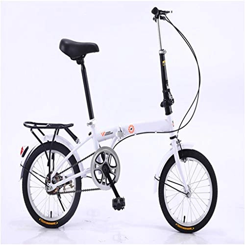 Folding Bike : PHY Ultralight Portable Folding Bicycle for Children Men And Women Lightweight Aluminum Frame Fold Bike16-Inch, White