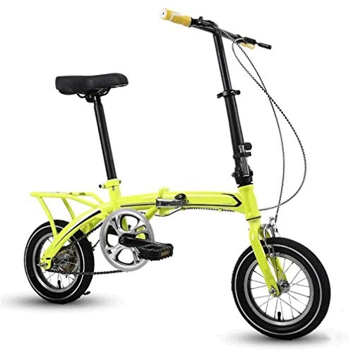 Folding Bike : PING Foldable Bicycles 16", Ultra-lightweight Single-speed Adult Portable Men and Women Mountain Bike, Folded in 15 Seconds, Yellow