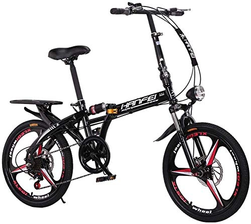Folding Bike : Pkfinrd 16 Inch 20 Inch Folding Speed Mountain Bike - Adult Car Student Folding Car Men And Women Folding Speed Bicycle Damping Bicycle, Black, 20inches (Color : Black, Size : 16inches)