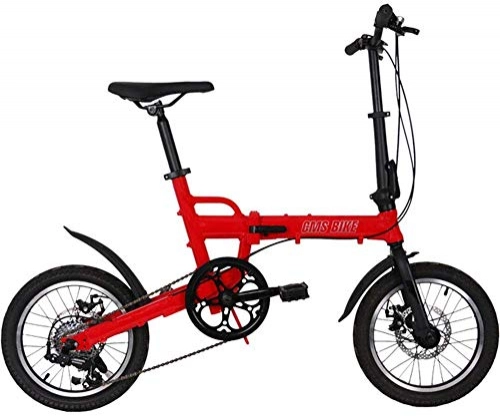 Folding Bike : Pkfinrd 16-Inch Folding Speed Bicycle - Aluminum Alloy Ultra Light Folding Bicycle - Variable Speed Folding Bicycle Adult Student Travel Bicycle, Red (Color : Red)