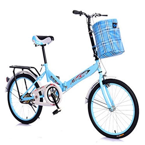 Folding Bike : PKJI 20 '' folding bike, lightweight carbon steel frame, compact folding bike with non-slip and wear-resistant tires, suitable for adult children, driving in long