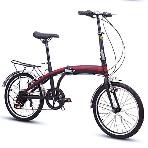 Folding Bike : PLLXY 7 Speed Folding Bicycle Urban Commuter, Loop Adult Suspension Folding Bike, Lightweight Folding City Bicycle A 20in