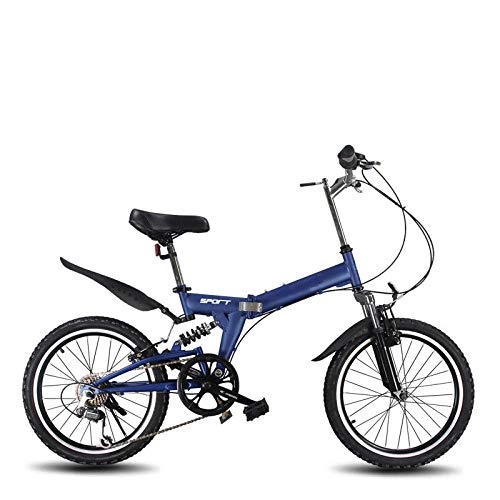 Folding Bike : Portable Folding Bicycle New Variable Speed disc Brake Adult Single Folding Bicycle-Blue