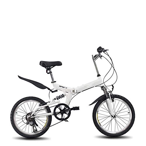 Folding Bike : Portable Folding Bicycle New Variable Speed disc Brake Adult Single Folding Bicycle-White