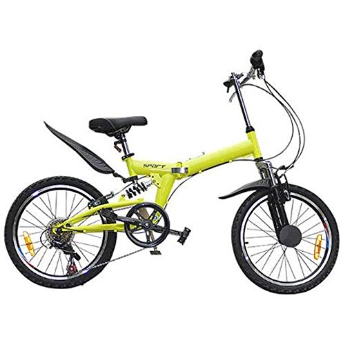 Folding Bike : Portable Folding Bicycle New Variable Speed disc Brake Adult Single Folding Bicycle-Yellow