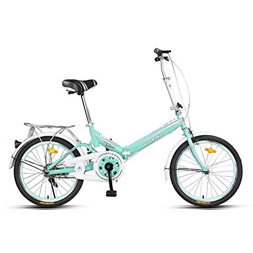 Folding Bike : Portable Folding Bike, Double Disc Brake, High-Carbon Steel Frame, Lightweight Youth Foldable Bicycle Great for Going to School City Riding and Commuting, 7-Speed 16 / 20-Inch Wheels