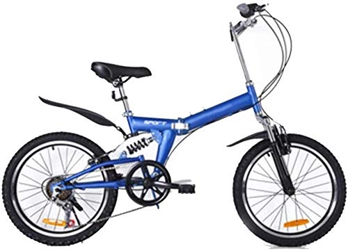 Folding Bike : Portable Folding Bike for Adults Student 20-Inch Folding Bike Lightweight Folding Speed Bicycle Fold up Bike City Bike Women Men Student Damping Bicycle-Blue