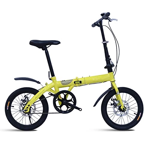 Folding Bike : Portable Folding Bikes Urban Mini Compact Bicycle Double V-Brake And Height Adjustable Seat Carbon Steel for Students Office Workers Outdoors Riding 16 Inch