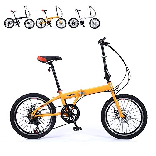 Folding Bike : Portable Outroad Folding Bicycle Bike, 18 Inch Shockabsorption City Bicycle, Lightweight Foldable Speed Bicycle Damping Bicycle for Students, Office Workers, Urban Environment And Commuting, Orange