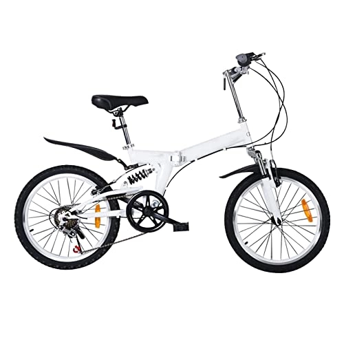 Folding Bike : Professional Racing Bike, 20 inch folding bike, 6 speed mountain bike, student gift bike, speed bike, portable folding bicycle (Color : White, Size : -)