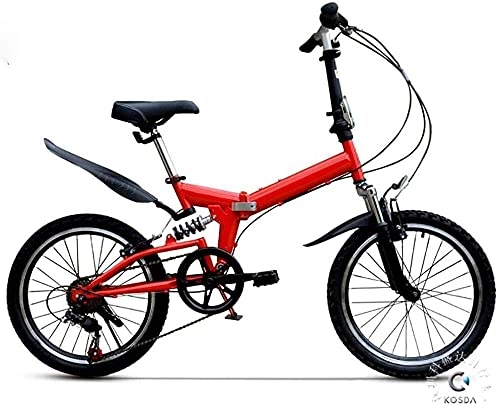 Folding Bike : Professional Racing Bike, Lightweight Folding Bike Portable Foldable Bicycle 20-Inch Wheels with Featuring Front and Rear Fenders and 6-Speed Drivetrain for City Riding Commuting and Walking to Work-2