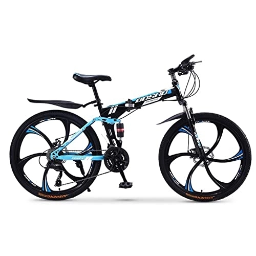 Folding Bike : QCLU 24 / 26 Inch Mountain Bike Adult Bicycle Folding Double Shock Absorbing Off- road Speed Racing Boys And Girls Bike (Color : 21-Speed, Size : 24 inch)