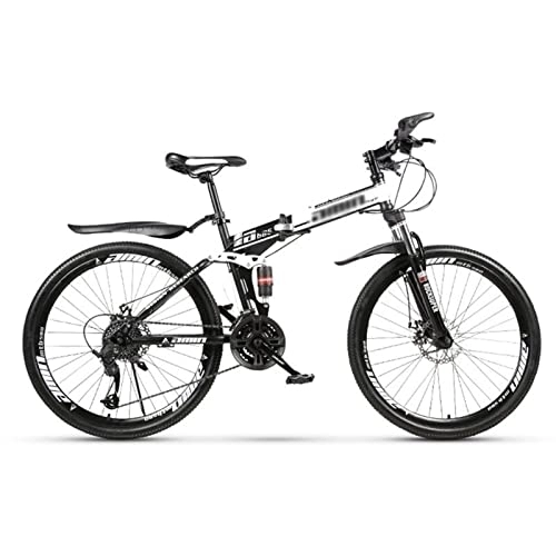 Folding Bike : QCLU Foldable Mountain Bike, Outdoor Fitness, Recreational Cycling, 26 Inch Spoke Wheel, Trekking Bike Men Bike Girl Bike, Fully Mountain Bike (Color : Black, Size : 24-Speed)