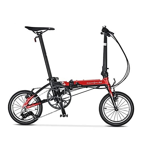Folding Bike : QEEN Folding Bicycle Speed Aluminum Alloy Frame 14inch V Brake Ultra Portable Mini Bike Urban Cycling Commute (Color : Red)