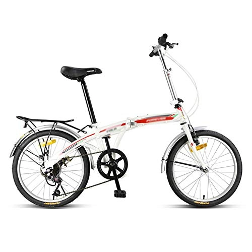Folding Bike : QETU Folding Bike, 20-inch Wheels, Ultralight Portable Bicycle, 7-level Variable Speed Handlebar, Male and Female Adult Lady Bike
