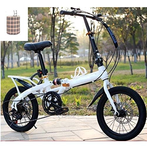 Folding Bike : QinnLiuu Folding Bicycle Is Ultra-Light And Portable, It Can Be Put in The Trunk To Change The Speed, 16 Inch, with Car Basket, Rear Seat, 2, 20 inch