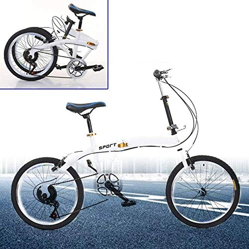Folding Bike : QINYUP 20 Inch Folding Bike, Man, Woman, Child One Size Fits All 6speed Gears Portable Double Brake V Folding Bicycle