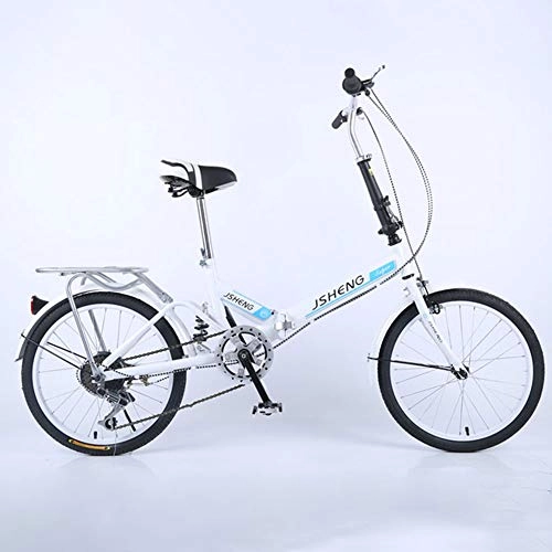 Folding Bike : QINYUP Folding Bike Speed Bicycle, Ultra Light Portable Adult Women's Folding Student Car, White