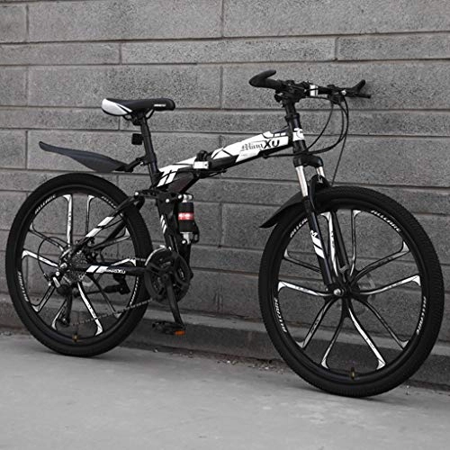 Folding Bike : Qj Mountain Bike 27 Speed Steel Frame 26 Inches Dual Suspension Folding Bike, a