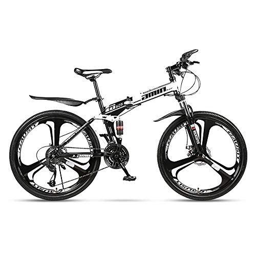 Folding Bike : QJWM Foldable Mountain Bike 24 / 26 Inches, MTB Bicycle With 3 Cutter Wheel, Available In Four Colors, 3 Speeds 21 / 24 / 27 Optional