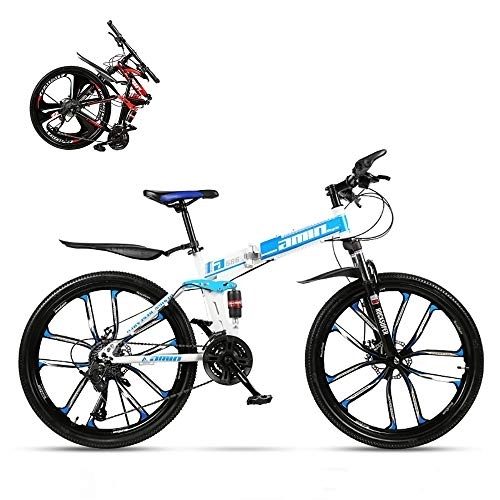 Folding Bike : QJWM Foldable Mountain Bike 24 / 26 Inches, MTB Bicycle With 3 Cutter Wheel, In Four Colors 3 Speeds 21 / 24 / 27 / 30 Optional