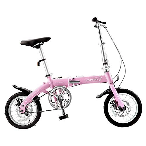 Folding Bike : QLHQWE 14'' Folding Bike Ultra-light Portable Bicycle Adult Student Aluminum Woman Cycling Alloy Bicycle bisiklet bicicletas, Pink