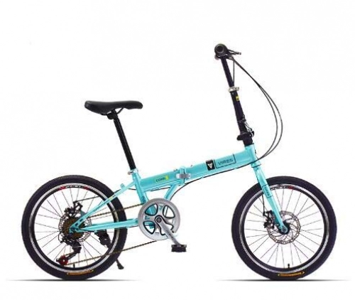Folding Bike : QLHQWE Folding Bike Bicycle 20 Inch 7 Speed City Commuter Adult Male and Female Students Light Suitable for A Variety of Road, Blue