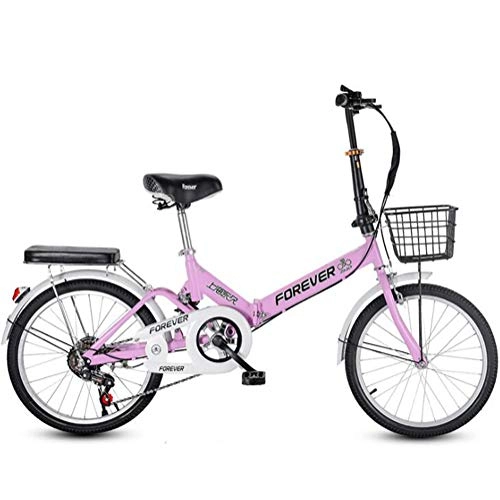 Folding Bike : QMMCK Folding Bicycle, 16 Inches, 20 Inches, Single Speed, Variable Speed, Spoke Wheel, One Wheel, Ultra Light, Portable, Suitable for Office Workers and Students (2, 20inch)