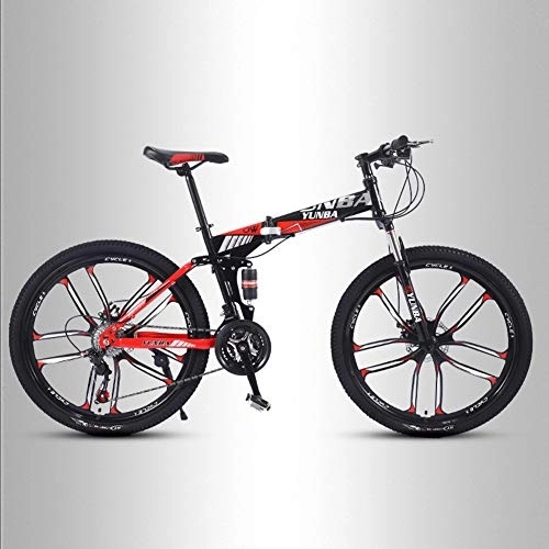 Folding Bike : QMMD 24-Inch Mountain Bikes, Folding Dual-Suspension Mountain Bike, Mens Dual Disc Brake All Terrain Mountain Bike, Women High-carbon Steel Anti-Slip Bikes, A 10 Spoke, 27 speed