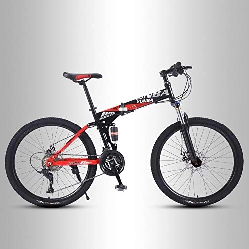 Folding Bike : QMMD Mountain Bikes 26-Inch, Adult Foldable Frame Bicycle, Dual Disc Brake Anti-Slip Bikes, High-carbon Steel, Mountain Bicycle, All Terrain Mountain Bike, A Spokes, 21 speed