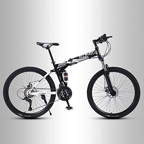 Folding Bike : QMMD Mountain Bikes 26-Inch, Adult Foldable Frame Bicycle, Dual Disc Brake Anti-Slip Bikes, High-carbon Steel, Mountain Bicycle, All Terrain Mountain Bike, B Spokes, 27 speed