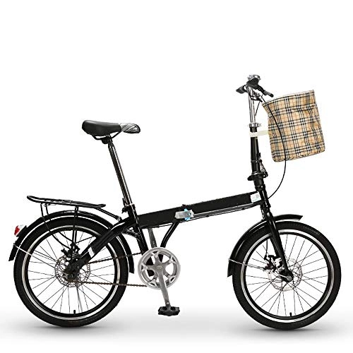 Folding Bike : QuXiaoMo Folding Bicycle, Ultra-light Portable Variable Speed 20-inch Folding High Carbon Steel Bicycle For Male And Female Adult Students Commute (Color : Black)