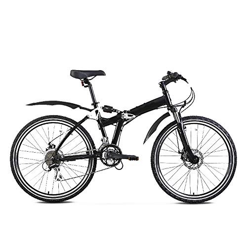 Folding Bike : QuXiaoMo Folding Bicycle, Unisex Leisure Variable Speed Front And Rear Suspension Aluminum Alloy Bicycle, Disc Brake, 24-speed, 26-inch Wheels Commute