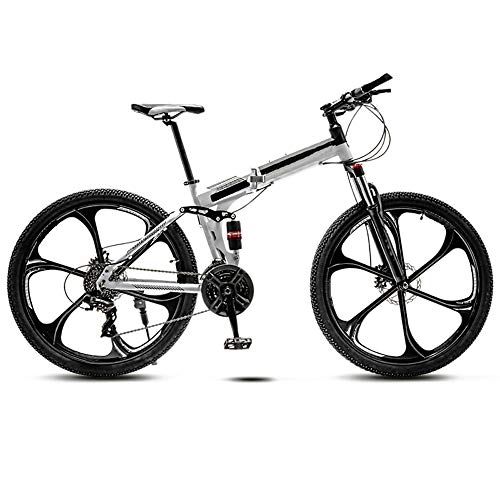 Folding Bike : QuXiaoMo Mountain Bike, Male And Female Adult Off-road Student Variable Speed Dual Shock 30-speed 26-inch Folding High Carbon Steel Bicycle Commute
