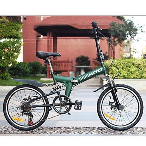 Folding Bike : QWASZ 20-inch Folding Bike 6-speed Cycling Commuter Foldable Bicycle Women's Adult Student Car Bike Lightweight Aluminum Frame Shock Absorption