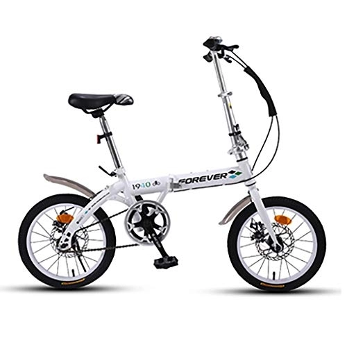Folding Bike : QWASZ Foldable Bicycle, Single Speed Small Portable Ultra Light Mechanical Disc Brake and Carbon Steel Folding Bike with Pedals Adult Student Children