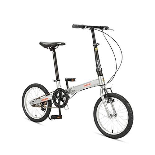 Folding Bike : QWASZ Folding Bicycle Alloy Frame Single Speed Portable Comfort Bicycle Lightweight Shock-Absorbing Non-slip Bike, 16 Inch