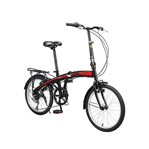 Folding Bike : QWASZ Variable Speed Bicycle 7 Speed Lightweight Non-Slip Folding Bike Men and Women Shock Absorption Bicycle (Suitable Height: 130-190cm)