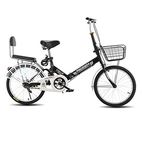 Folding Bike : QWASZ Variable Speed Folding Bicycle with Basket Lightweight Shock Absorber Foldable Bike for Student Men Women 20 Inch Folding Bicycle - 4 Color