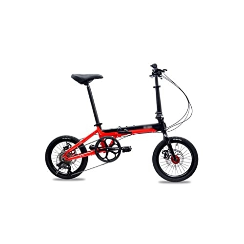 Folding Bike : QYTECddzxc Adult Electric Bicycles 16 Inch Folding Bike Foldable Bicycle Aluminum Alloy 8 Variable Speed Portable Disc Brake Free Installation (Color : Red)