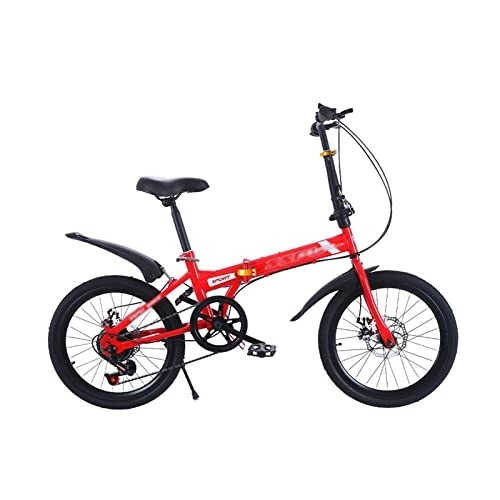 Folding Bike : QYTECddzxc Adult Electric Bicycles Folding Bicycle Sports 16 / 20 inches 7 Speed Disc Brake Portable Light Cycling Portable Urban Cycling Commuting Folding Bike (Color : Red, Size : 20 inch)