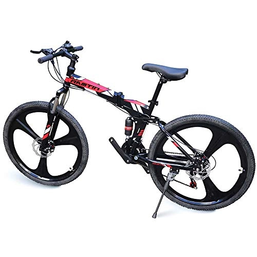 Folding Bike : ramtin bike Black Folding 3 Spoke Alloy Rim Mountain Bicycle