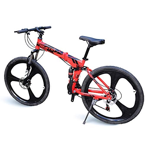 Folding Bike : Ramtin Bike Red Folding 3 Spoke Alloy Rim Mountain 26
