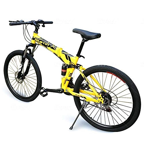 Folding Bike : Ramtin Bike Yellow Folding Double Wall Alloy Rim Mountain Bicycle
