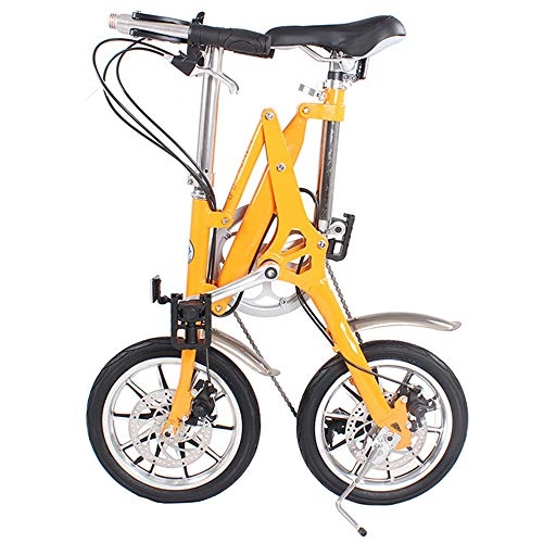 Folding Bike : Recommended Good quality Folding Bikes Aluminum alloy 14 inch folding bicycle mini adult male and female shifting seconds folding bicycle (yellow)