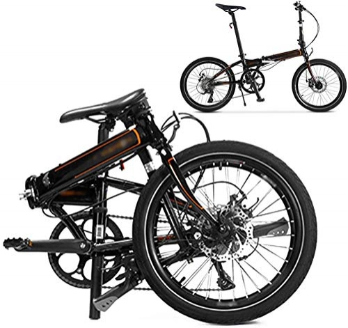 Folding Bike : RENXR 20" Foldable Bicycle 8-Speed Folding Mountain Bike, With Double Disc Brake, Unisex Lightweight Commuter Bike For Men / Women, Black