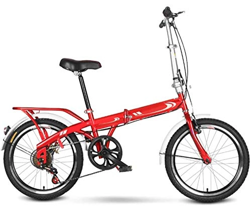 Folding Bike : RENXR 20Inch Folding Bicycle Lightweight Commuter Bike Unisex Mountain Bike High-Carbon Stee For Outdoor Cycling / Travel / Work Out, Red